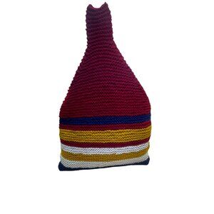 Handmade Multicolor Bold Striped Pattern Cotton Crocheted Market Basket Bag
